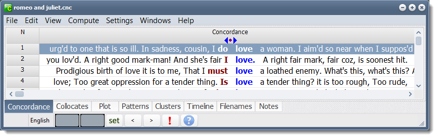 Wedgewood Light concordance